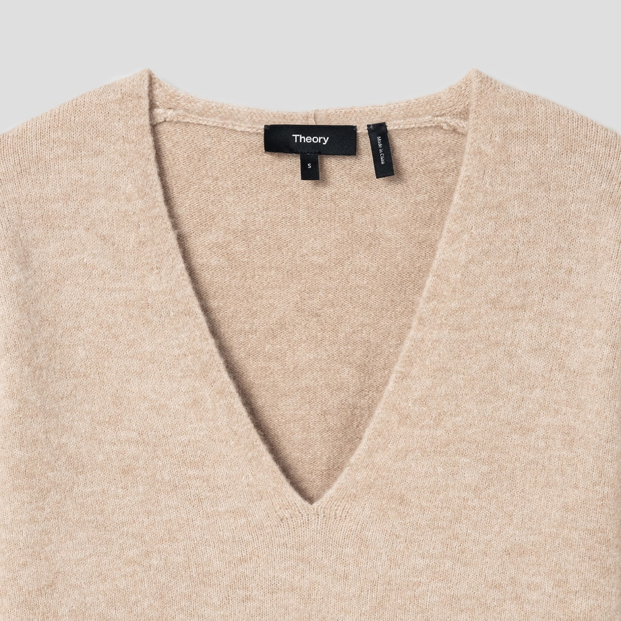 Theory Women Astor Wool Cozy Vneck Pullover - Beige