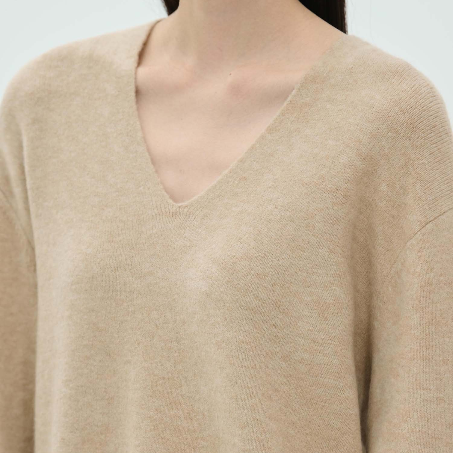 Theory Women Astor Wool Cozy Vneck Pullover - Beige