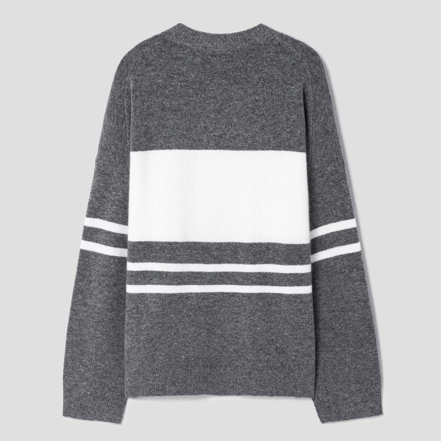 Theory Women Astor Wool Color Block Pullover - Medium Heather Grey