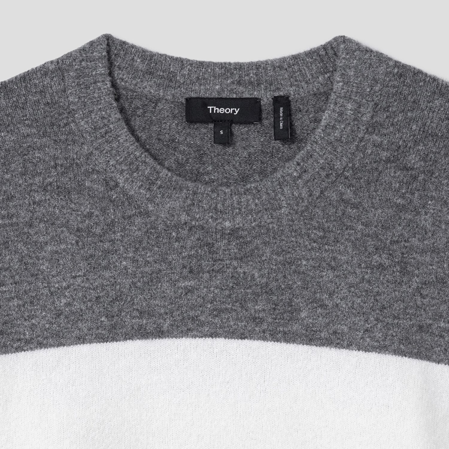 Theory Women Astor Wool Color Block Pullover - Medium Heather Grey