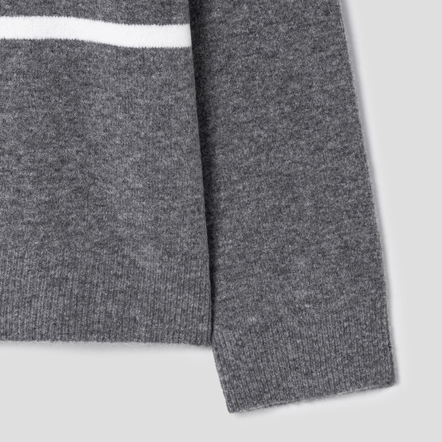 Theory Women Astor Wool Color Block Pullover - Medium Heather Grey