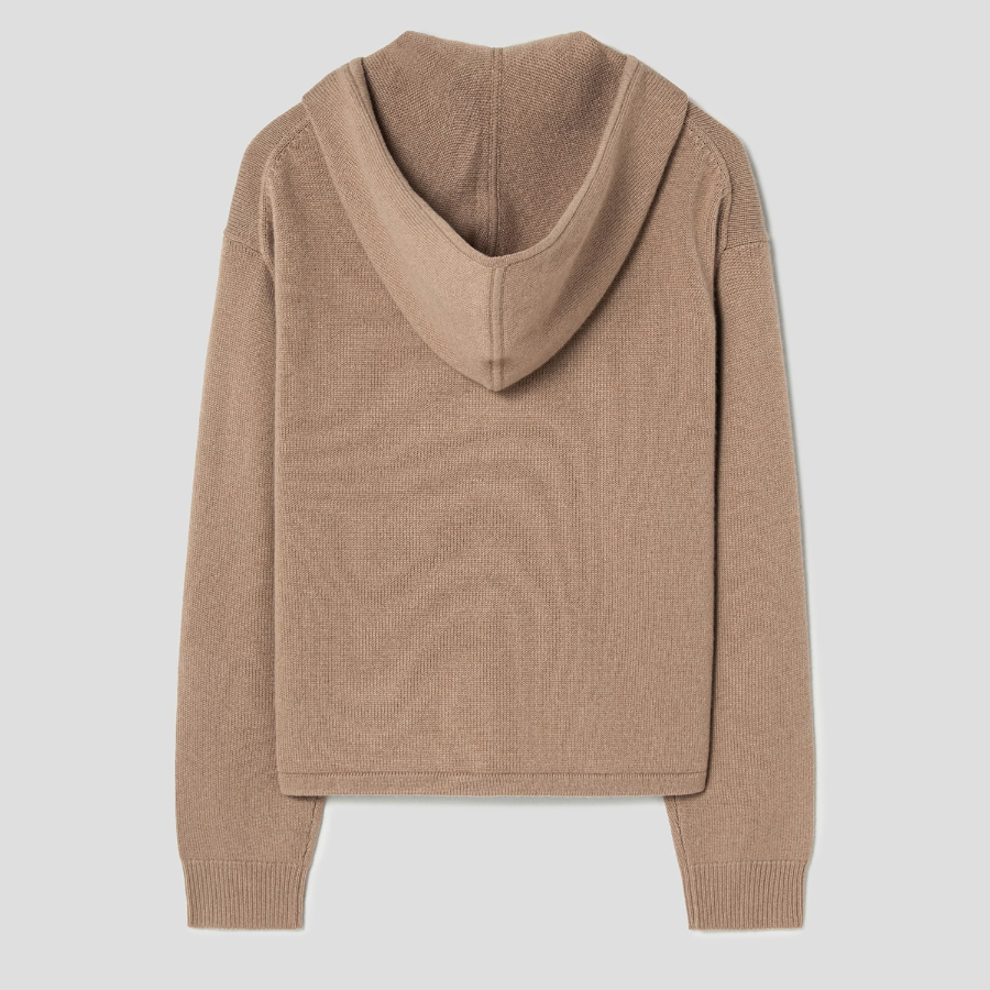 Theory Women Cashmere Crop Zip Hoodie - Royal Camel