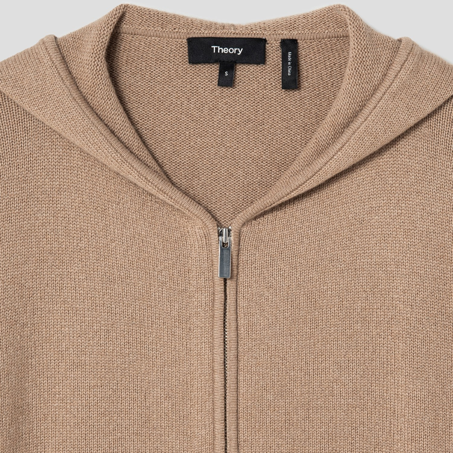 Theory Women Cashmere Crop Zip Hoodie - Royal Camel