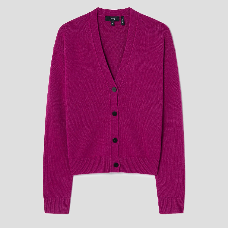 Theory Women Cashmere Long Sleeve Cardigan - Wildflower