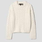 Theory Women Felted Wool Cash Aran Cable Pullover - Ivory