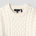 Theory Women Felted Wool Cash Aran Cable Pullover - Ivory