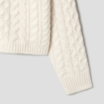 Theory Women Felted Wool Cash Aran Cable Pullover - Ivory