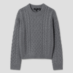 Theory Women Felted Wool Cash Aran Cable Pullover - Ash Melange