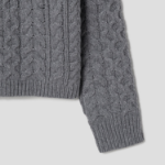 Theory Women Felted Wool Cash Aran Cable Pullover - Ash Melange