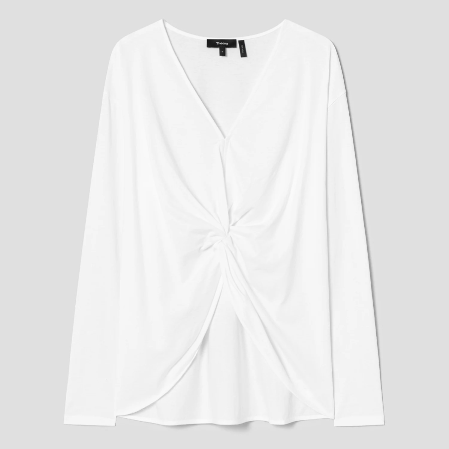 Theory Women Apex Cotton Relaxed Twist Top - White
