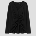 Theory Women Apex Cotton Relaxed Twist Top - Black