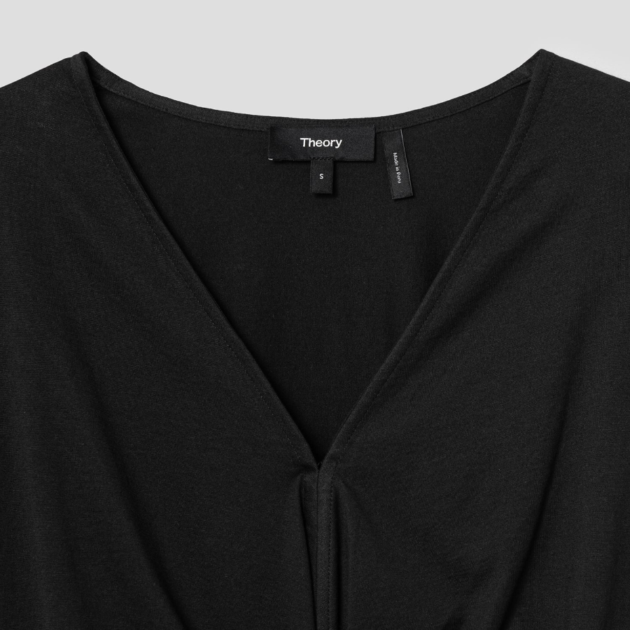 Theory Women Apex Cotton Relaxed Twist Top - Black