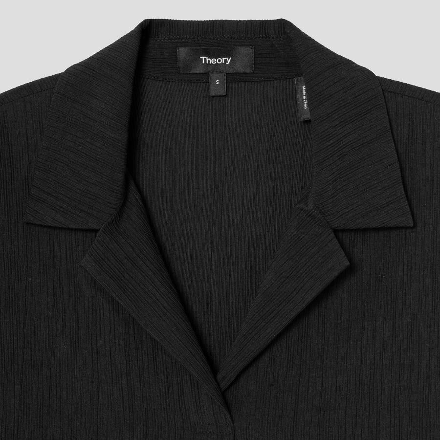 Theory Women Willow Crepe Camp Shirt - Black