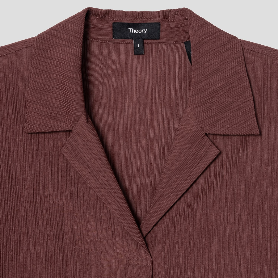 Theory Women Willow Crepe Camp Shirt - Marron