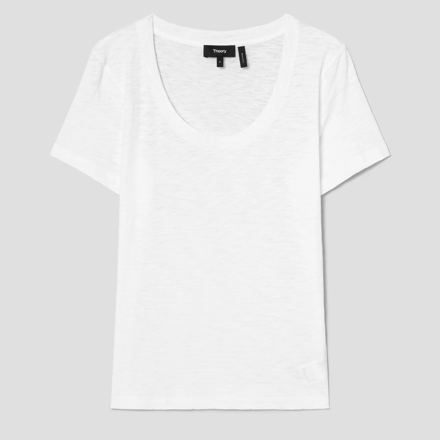 Theory Women Nebulous Open Neck Tee - White