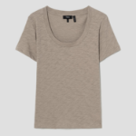 Theory Women Nebulous Open Neck Tee - Soft Taupe