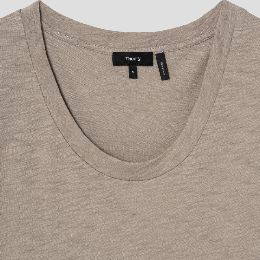 Theory Women Nebulous Open Neck Tee - Soft Taupe