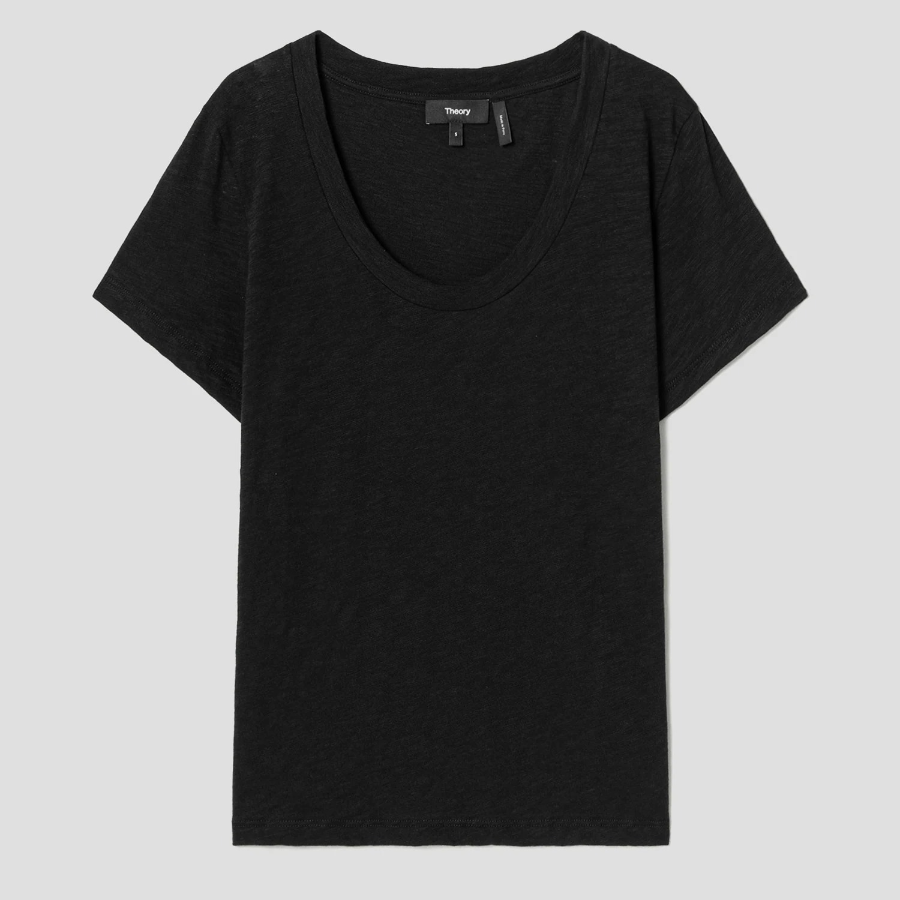 Theory Women Nebulous Open Neck Tee - Black