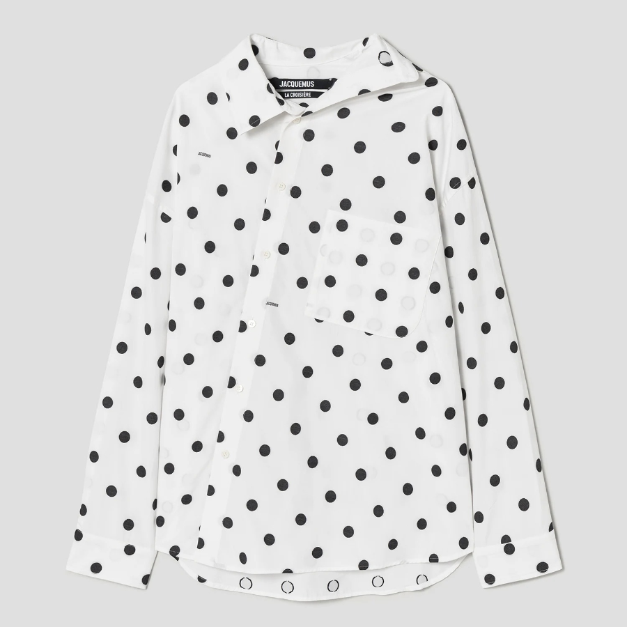 JACQUEMUS La Chemise Cuadro - Jacquard Dots Logo Black