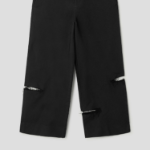 COMME DES GARCONS BLACK (Unisex) Polyester Thick Gabardine Slit Semi Wide Fit Pants — Black