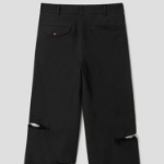 COMME DES GARCONS BLACK (Unisex) Polyester Thick Gabardine Slit Semi Wide Fit Pants — Black