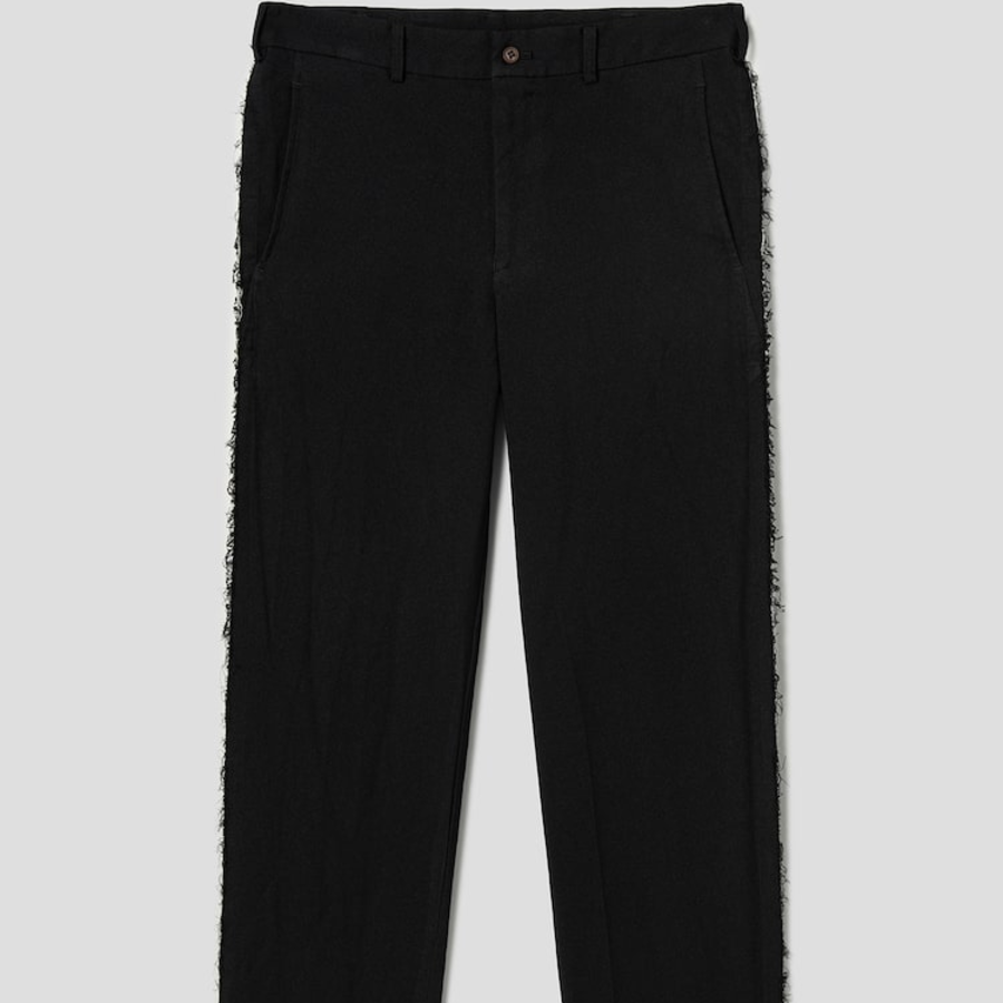 COMME des GARÇONS BLACK (Unisex) Polyester Gabardine Side Distressed Pants — Black