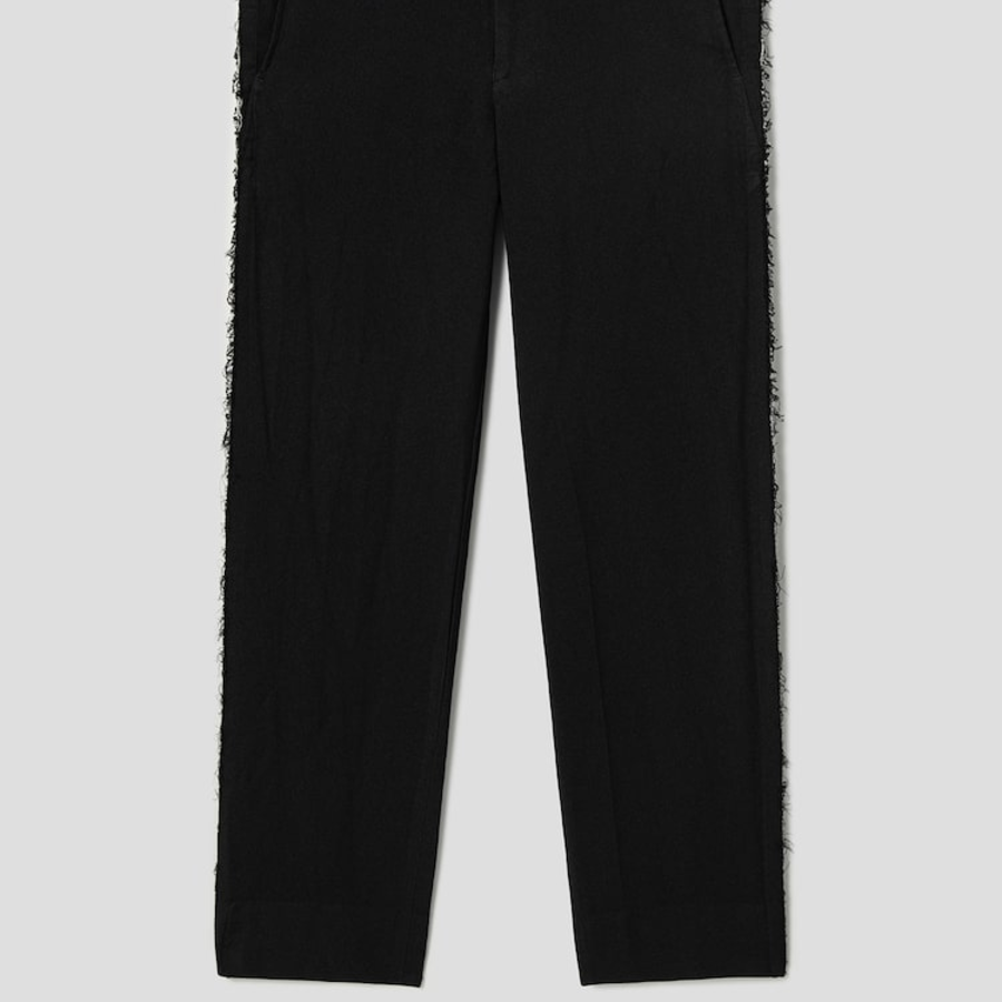 COMME des GARÇONS BLACK (Unisex) Polyester Gabardine Side Distressed Pants — Black