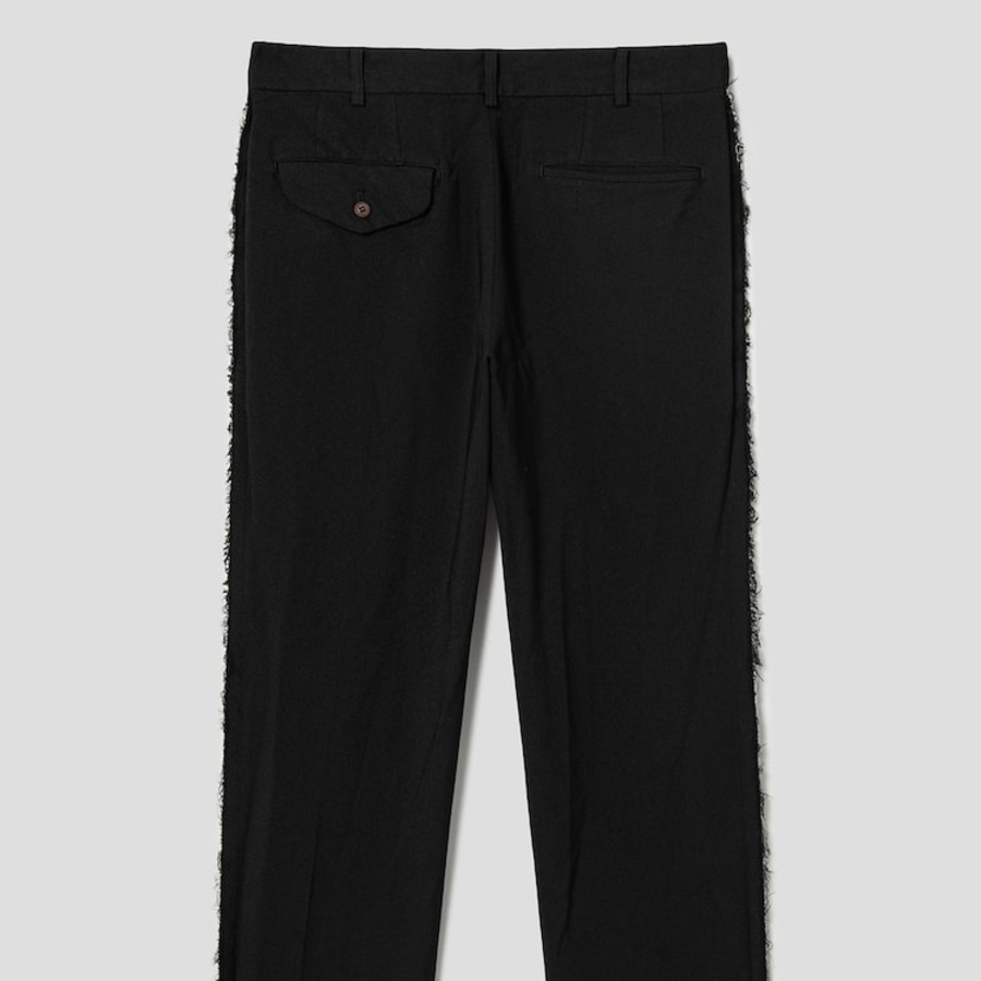 COMME des GARÇONS BLACK (Unisex) Polyester Gabardine Side Distressed Pants — Black