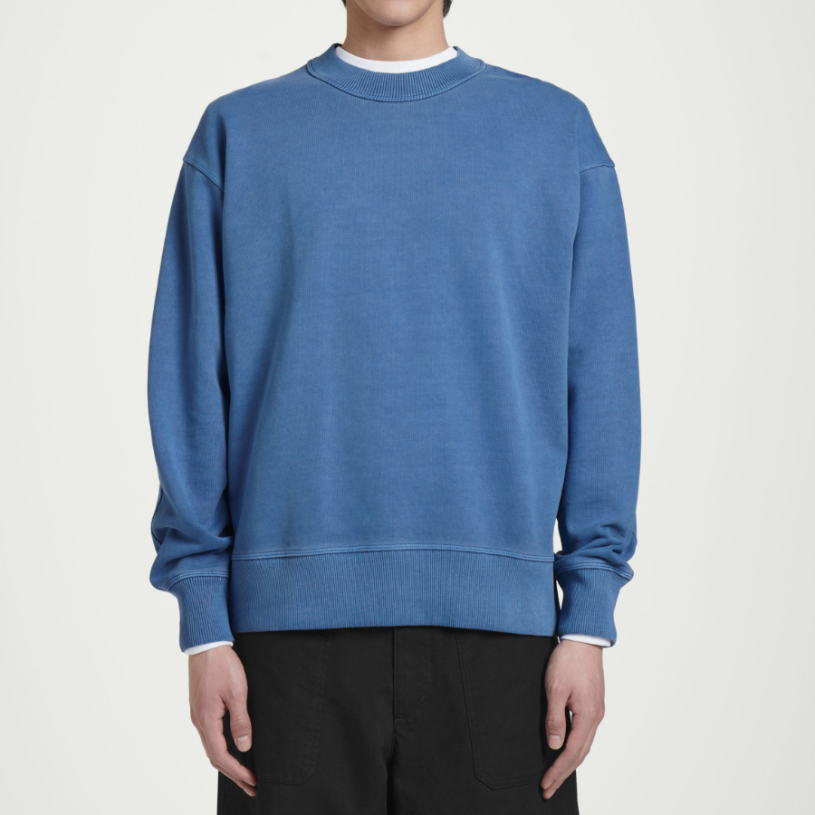 COS Relaxed Washed Cotton Sweatshirt – Blue