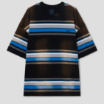 JUUN.J Vintage Six-Block Stripe Oversized Short Sleeve — Blue