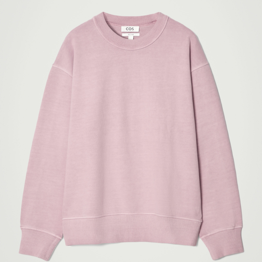 COS Relaxed Washed Cotton Sweatshirt – Pink