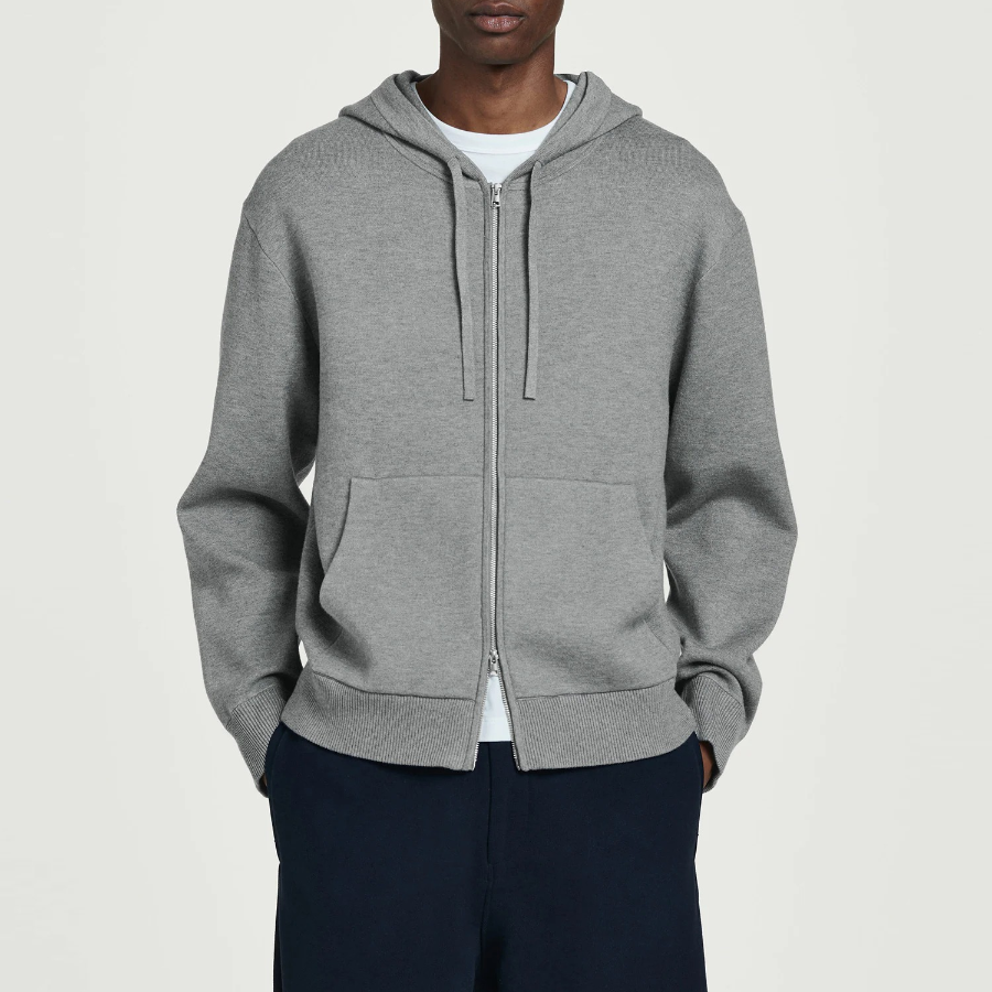 COS Knit Zip-Up Hoodie – Grey