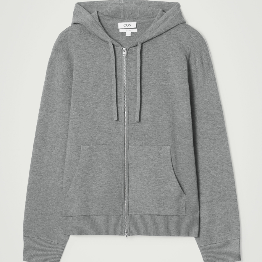 COS Knit Zip-Up Hoodie – Grey