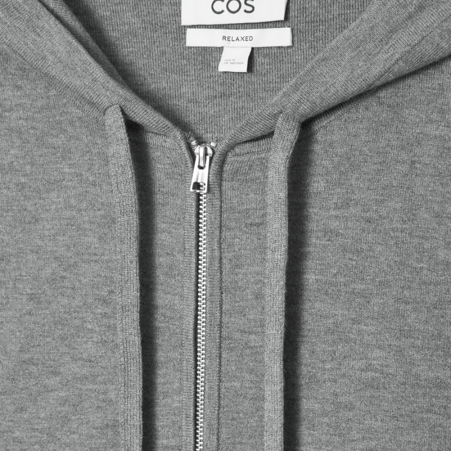 COS Knit Zip-Up Hoodie – Grey