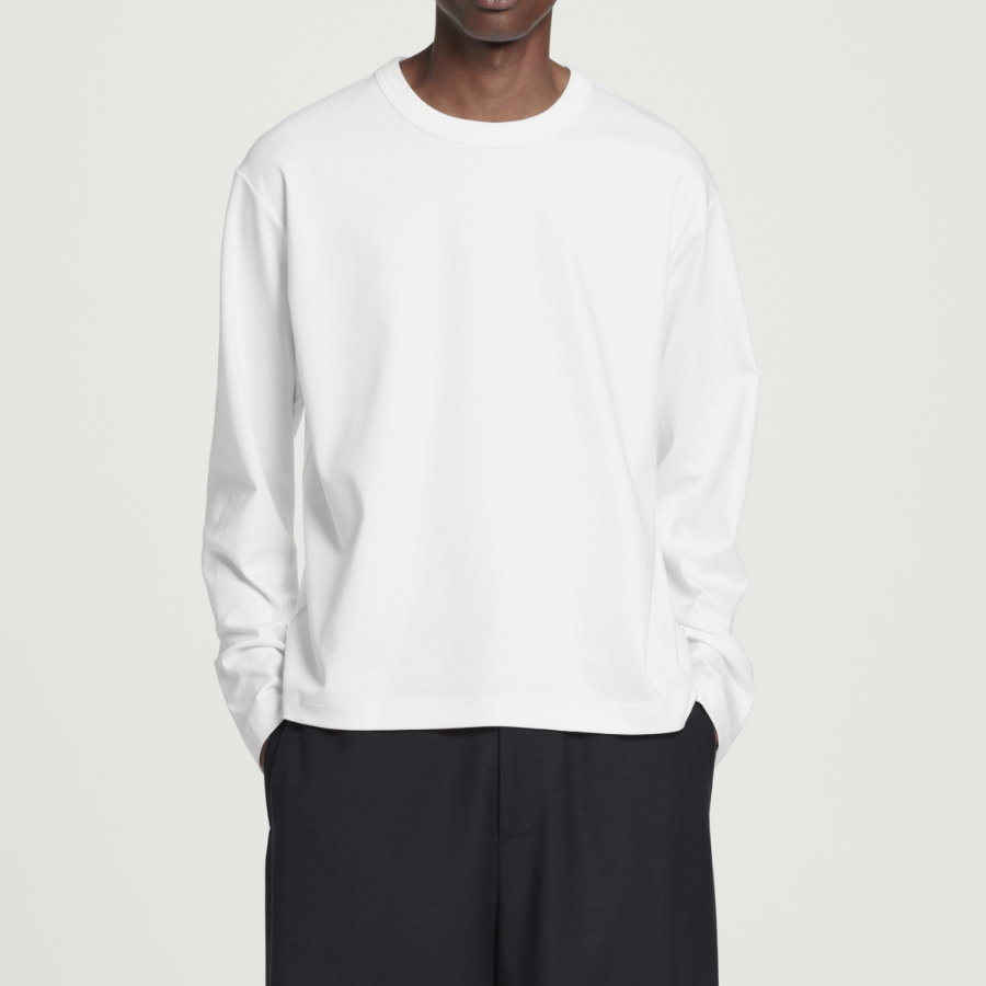 COS Relaxed Cotton Jersey Long-Sleeve T-Shirt – White