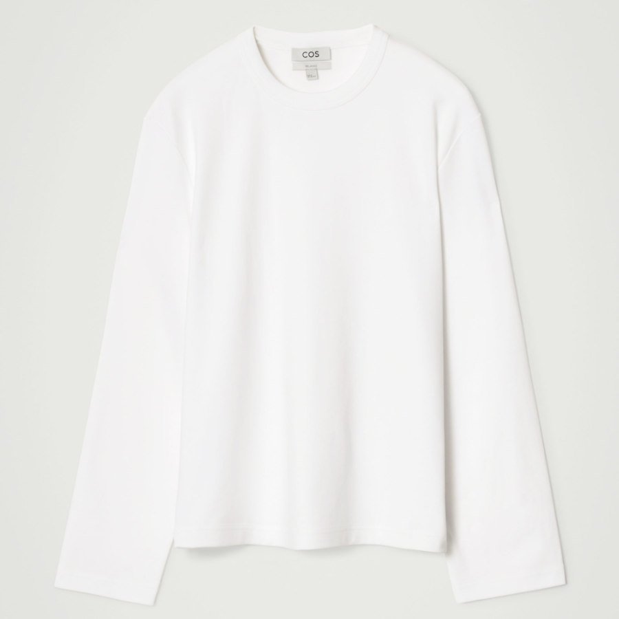 COS Relaxed Cotton Jersey Long-Sleeve T-Shirt – White