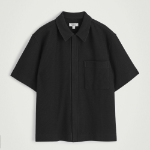 COS Textured Cotton Jersey Zip Shirt – Black