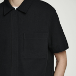 COS Textured Cotton Jersey Zip Shirt – Black