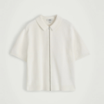 COS Waffle-Knit Cotton Zip Shirt – White