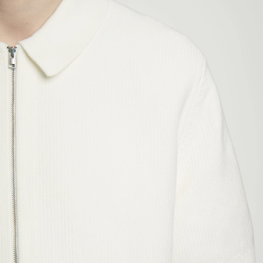 COS Waffle-Knit Cotton Zip Shirt – White