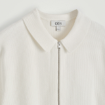 COS Waffle-Knit Cotton Zip Shirt – White
