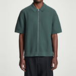 COS Waffle-Knit Cotton Zip Shirt – Pine Green
