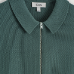 COS Waffle-Knit Cotton Zip Shirt – Pine Green