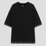 JUUN.J Denim Trim Light Jersey Oversized Short Sleeve — Black
