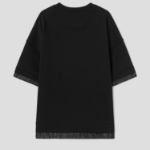 JUUN.J Denim Trim Light Jersey Oversized Short Sleeve — Black