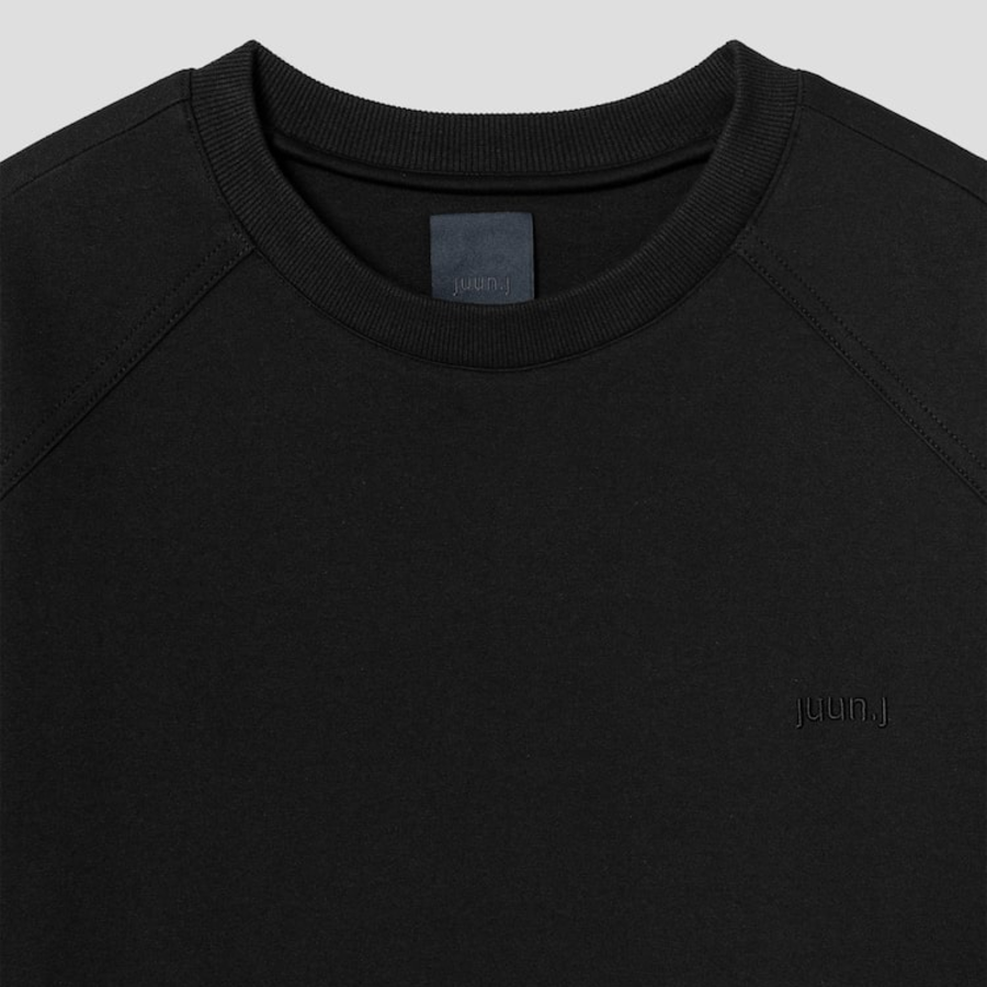 JUUN.J Denim Trim Light Jersey Oversized Short Sleeve — Black