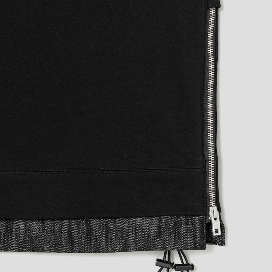 JUUN.J Denim Trim Light Jersey Oversized Short Sleeve — Black