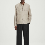 COS Grandad Collar Linen Overshirt – Beige