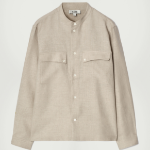 COS Grandad Collar Linen Overshirt – Beige