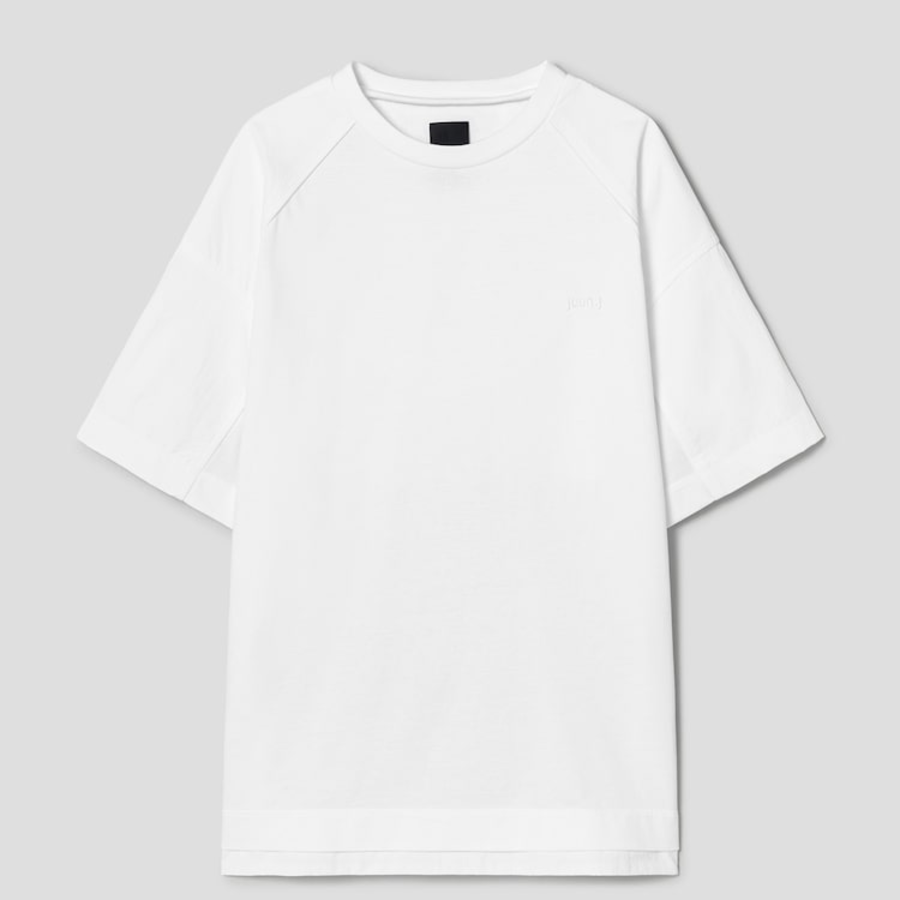 JUUN.J Nylon Panel Detail Short Sleeve — White